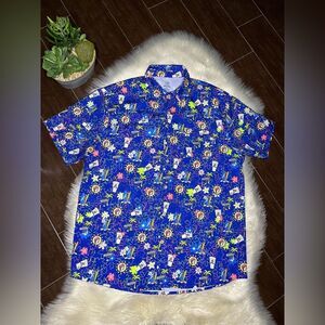 Buc-ee's Tropical Print button down shirt sz large